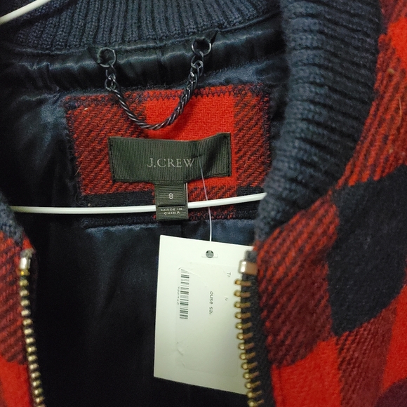 J.Crew Wool Buffalo Check Plaid Bomber Jacket - Picture 8 of 16